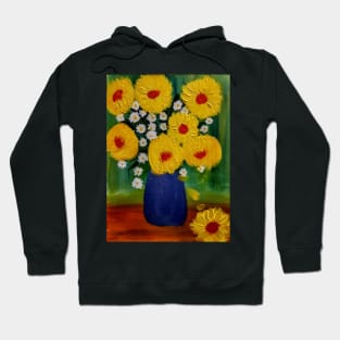 some beautiful sunflowers in a blue vase Hoodie